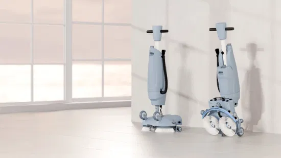 360 Degree Walk Behind Lithium Battery Double Brush Mini Floor Scrubber for Office/Home